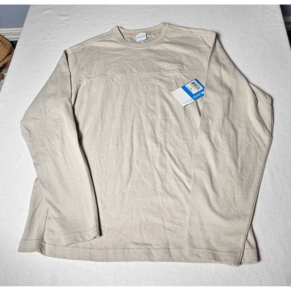 Columbia Mens Huttonville II Crew Long Sleeve Shirt Beige Tan AM6773-022 Size M